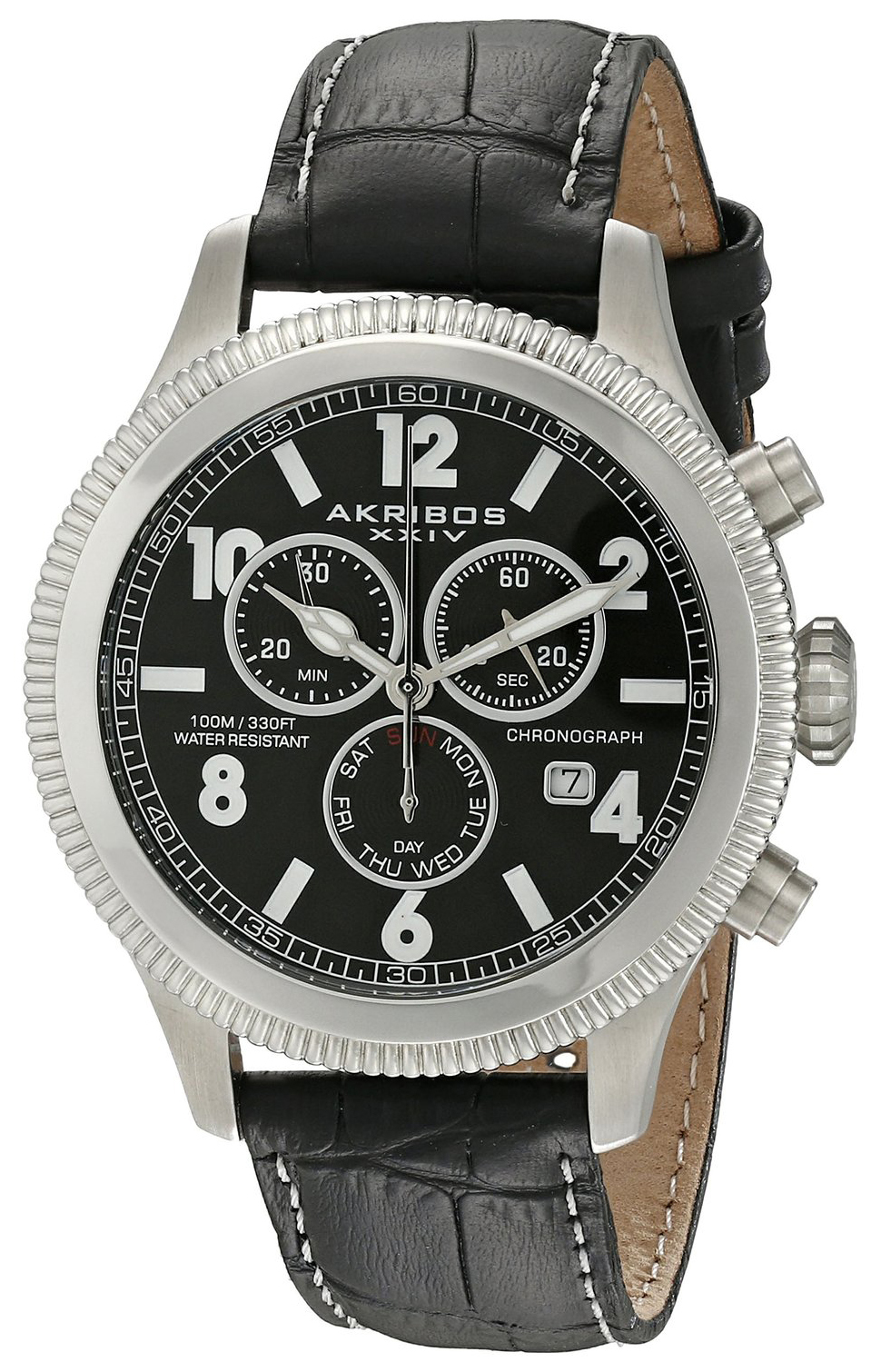 Akribos XXIV Herreklokke AK575BK Ultimate Sort/Lær Ø44 mm