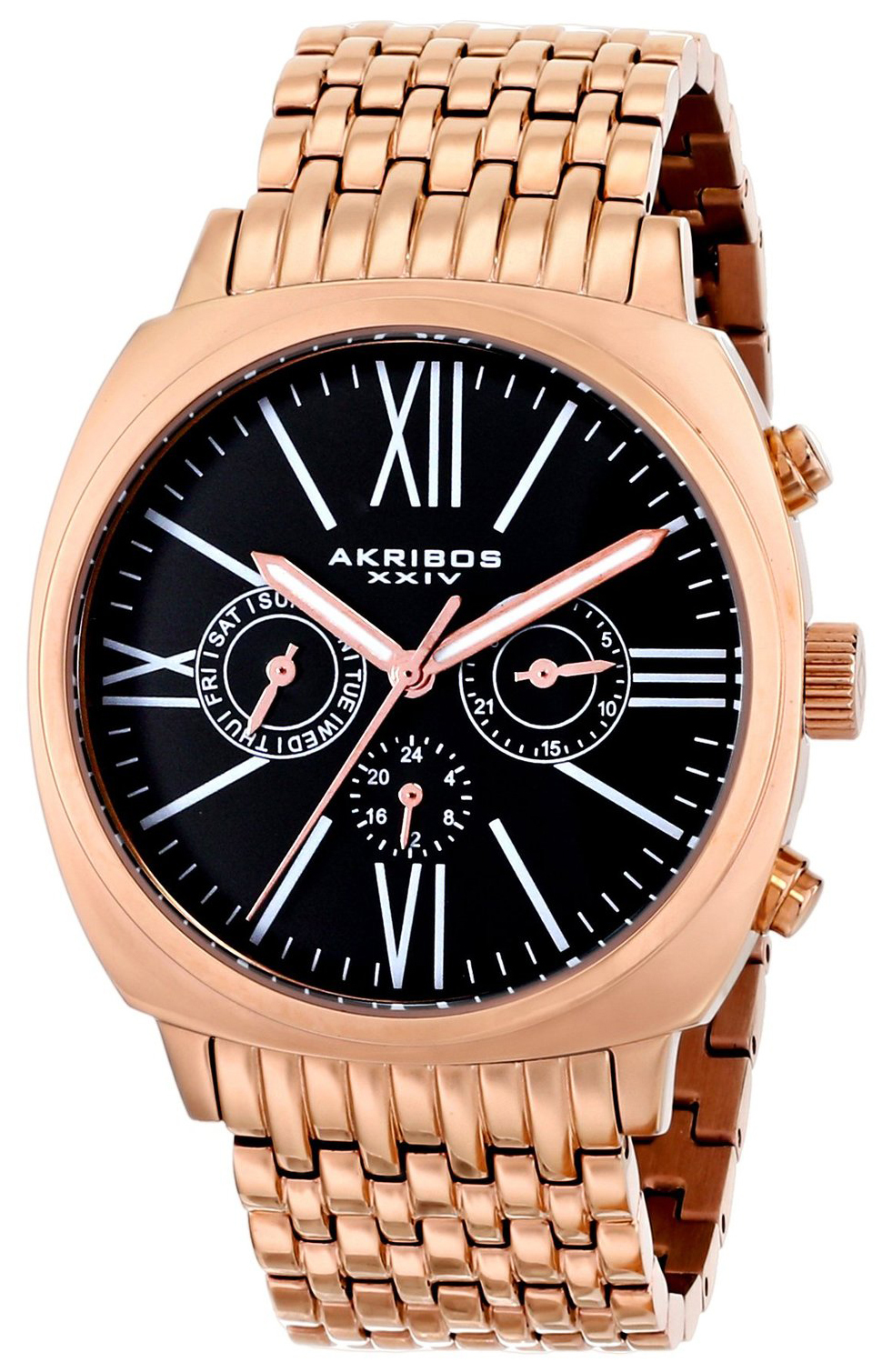 Akribos XXIV Herreklokke AK636RG Multi-Function Sort/Rose-gulltonet