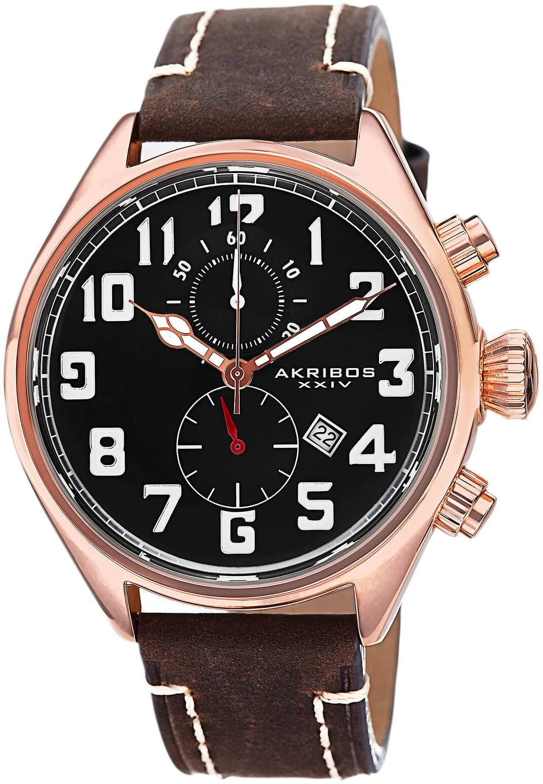 Akribos XXIV Herreklokke AK706RG Essential Sort/Lær Ø47 mm