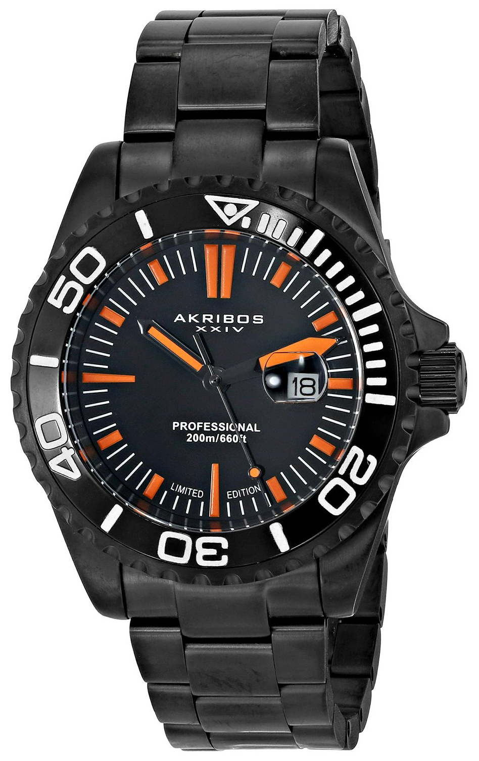 Akribos XXIV Herreklokke AK735BK Grandiose Sort/Stål Ø45 mm