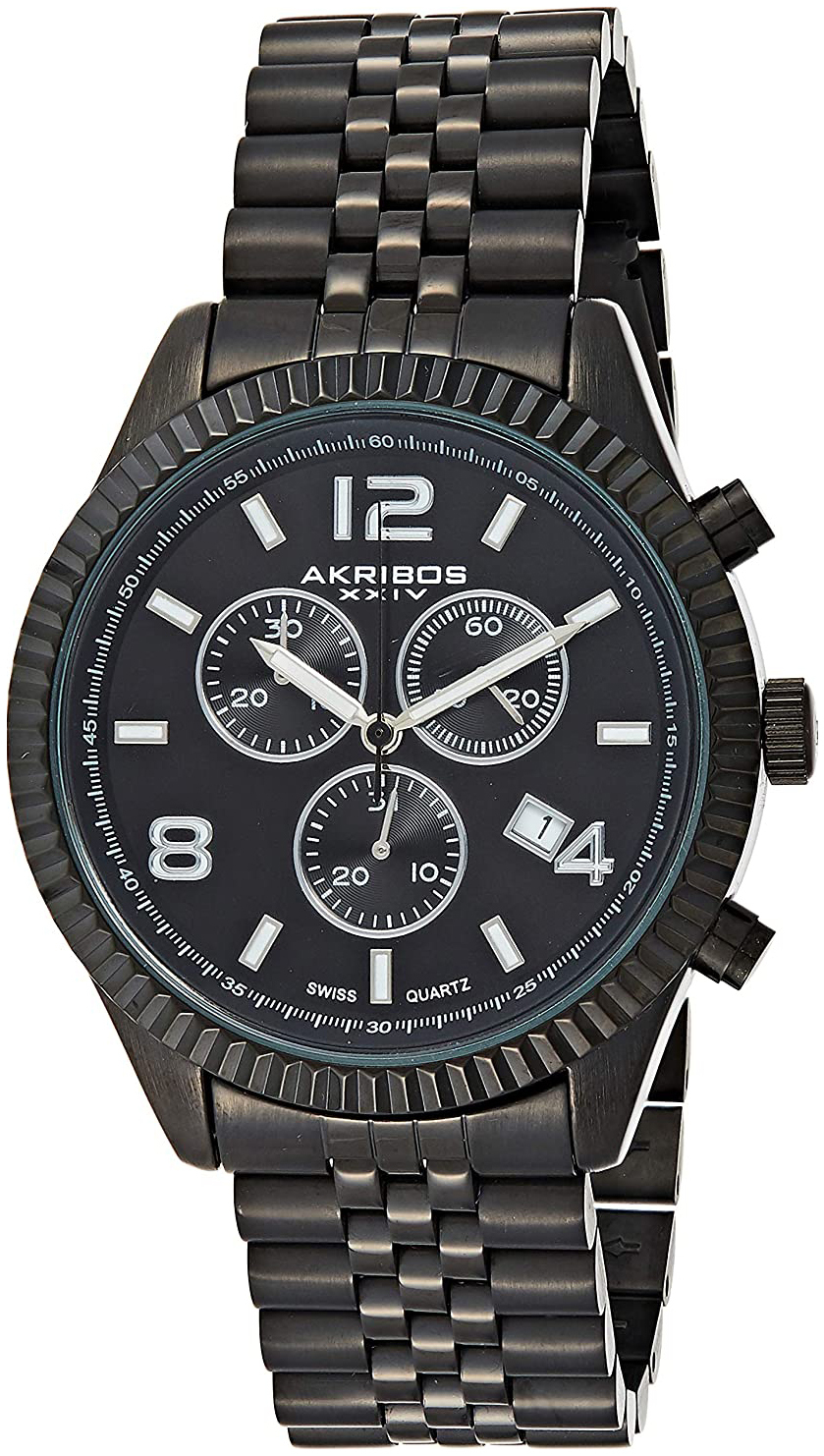 Akribos XXIV Herreklokke AK799BK Sort/Stål Ø42 mm