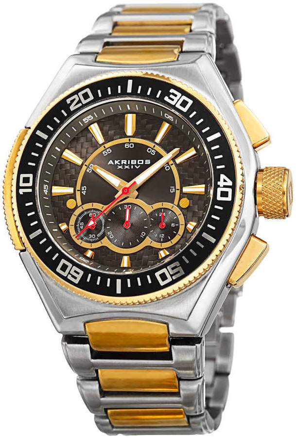 Akribos XXIV Herreklokke AK910TTG Classic Brun/Gulltonet stål Ø48 mm
