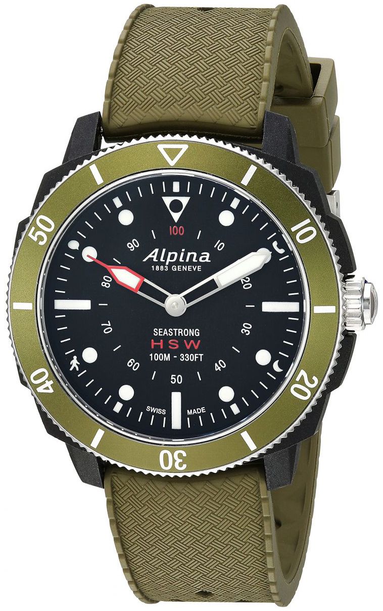Alpina Horological Smartwatch Herreklokke AL-282LBGR4V6 Sort/Gummi - Alpina
