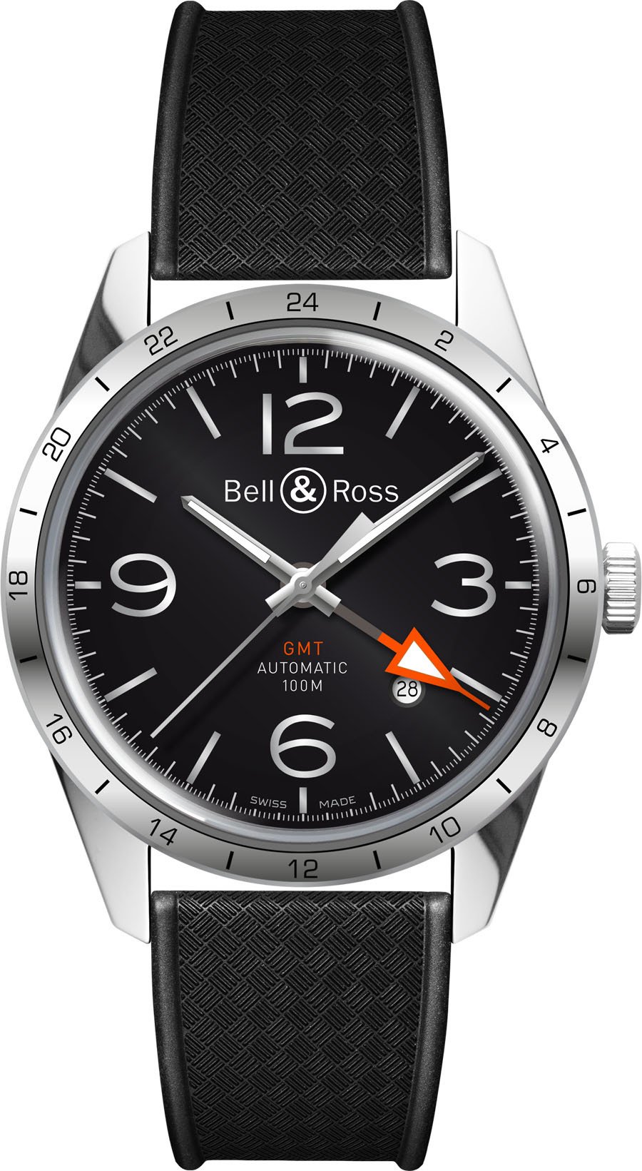 Bell & Ross BR 123 Herreklokke BRV123-BL-GMT-SRB Sort/Gummi Ø41