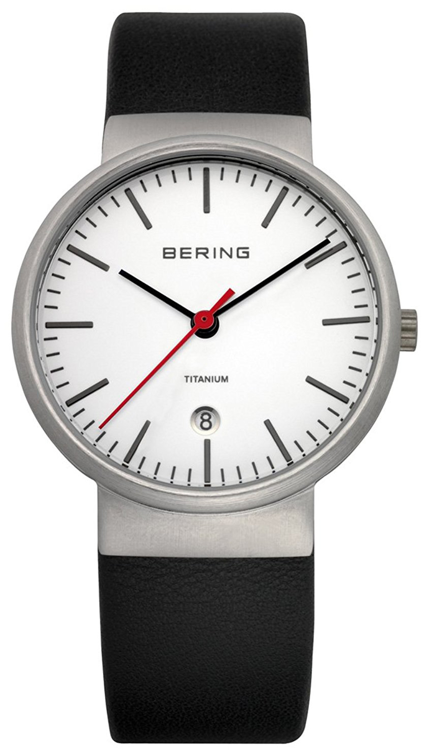 Bering Titanium Herreklokke 11036-404 Hvit/Lær Ø37 mm