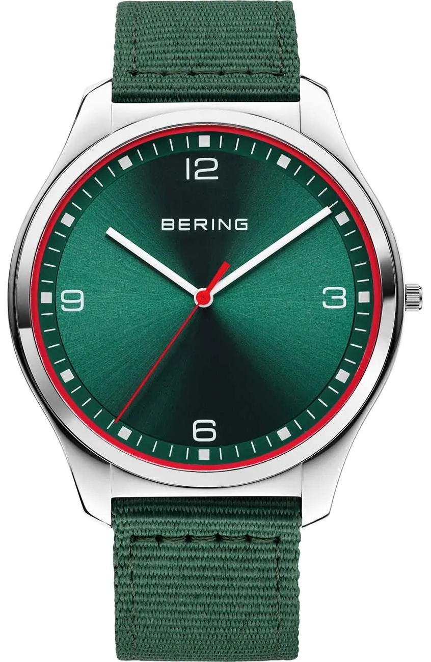 Bering Herreklokke 18342-508 Ultra Slim Grønn/Tekstil Ø42 mm