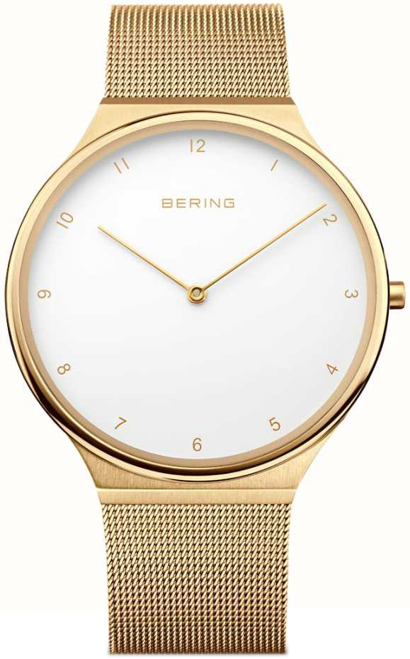Bering Herreklokke 18440-334 Ultra Slim Hvit/Gulltonet stål Ø40 mm
