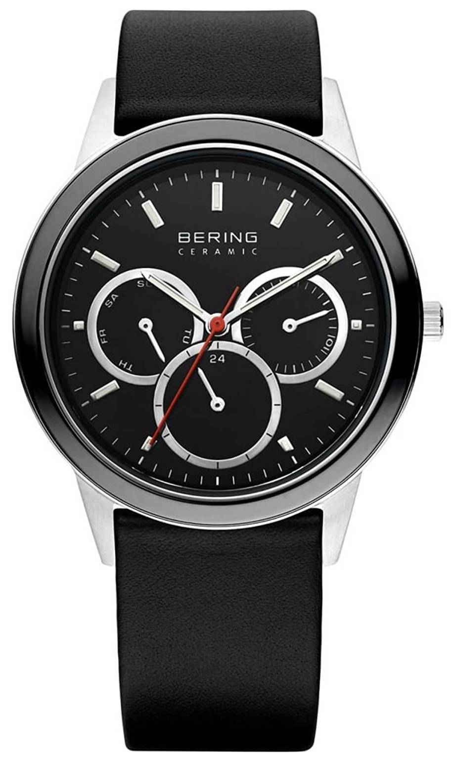 Bilde av Bering Ceramic Herreklokke 33840-442 Sort/lær Ø40 Mm