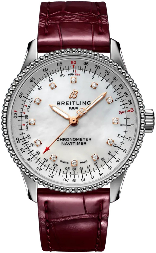 Bilde av Breitling Dameklokke A17395211a1p1 Navitimer Automatic 35 Hvit/lær