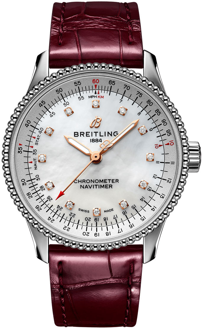 Bilde av Breitling Dameklokke A17395211a1p2 Navitimer Automatic 35 Hvit/lær