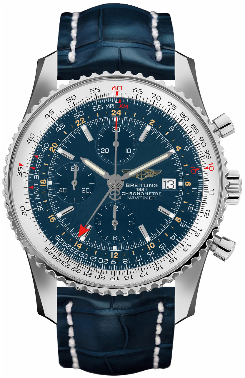 Bilde av Breitling Herreklokke A24322121c1p1 Navitimer Gmt Blå/lær Ø46 Mm