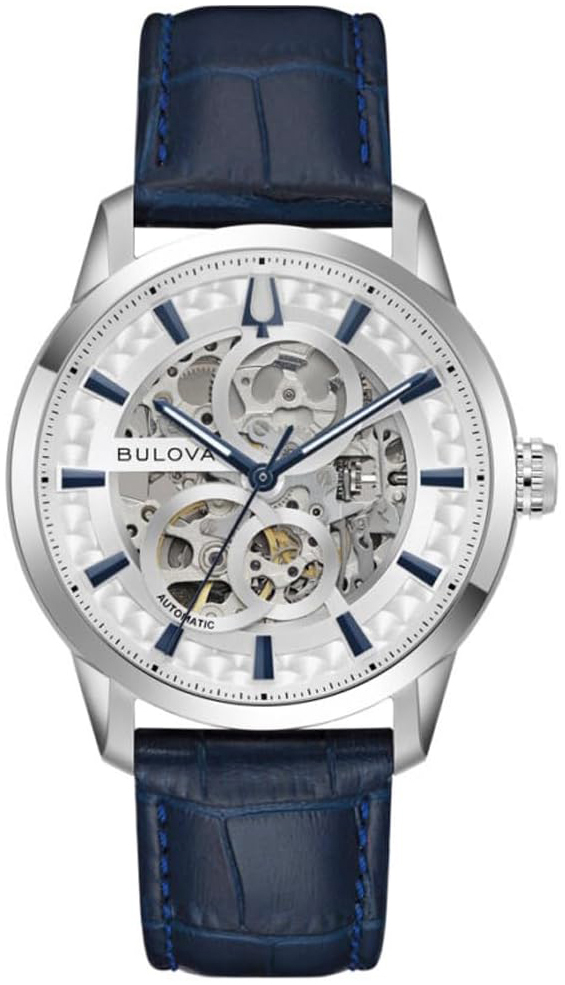 Bulova Herreklokke 96A330 Sutton Sølvfarget/Lær Ø40 mm