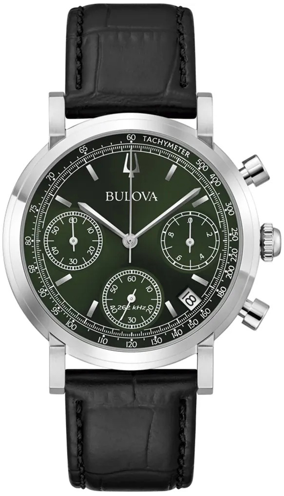 Bulova Herreklokke 96B457 Classic Grønn/Lær Ø39 mm