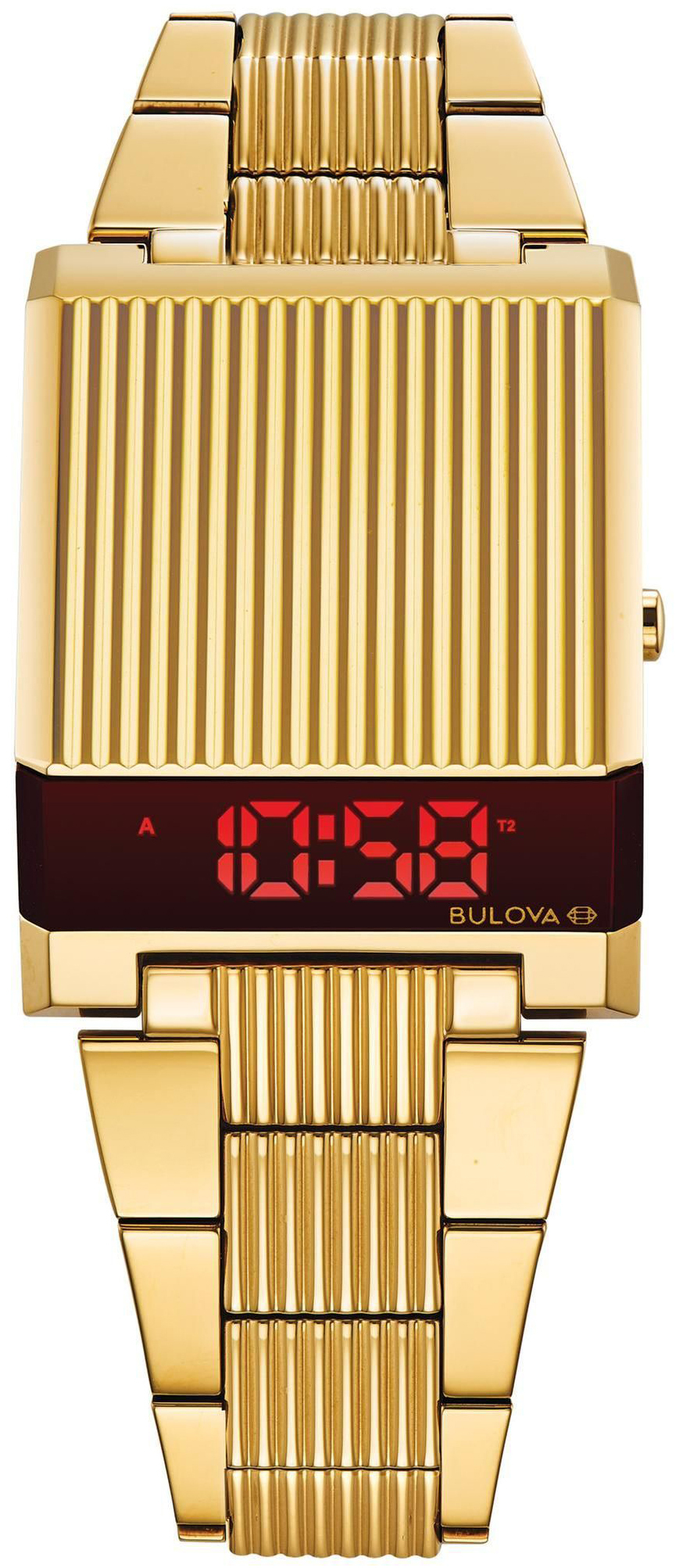 Bulova 99999 Herreklokke 97C110 LCD/Gulltonet stål - Bulova