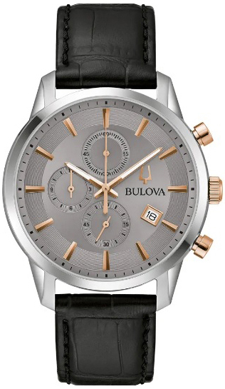 Bulova Herreklokke 98B409 Sutton Grå/Lær Ø41 mm