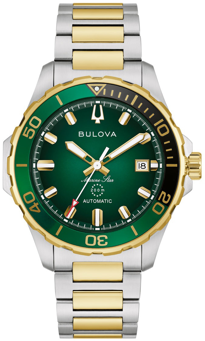Bulova Herreklokke 98B467 Marine Star Grønn/Gulltonet stål Ø41 mm