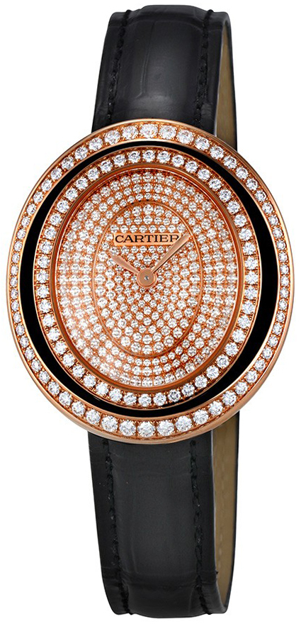 Cartier Hypnose Dameklokke WJHY0007 Diamantsmykket/Lær Ø33.3 mm