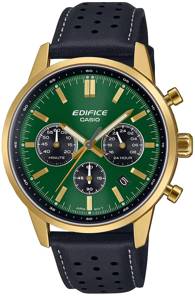 Casio Herreklokke EFR-575CL-3AEF Edifice Grønn/Lær Ø41 mm