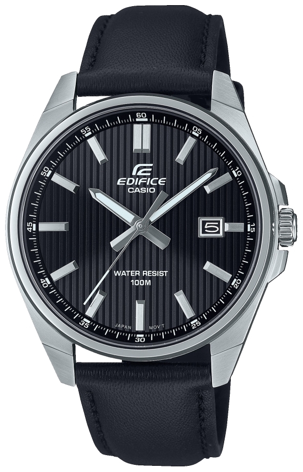 Casio Herreklokke EFV-150L-1AVUEF Edifice Sort/Lær Ø42.6 mm
