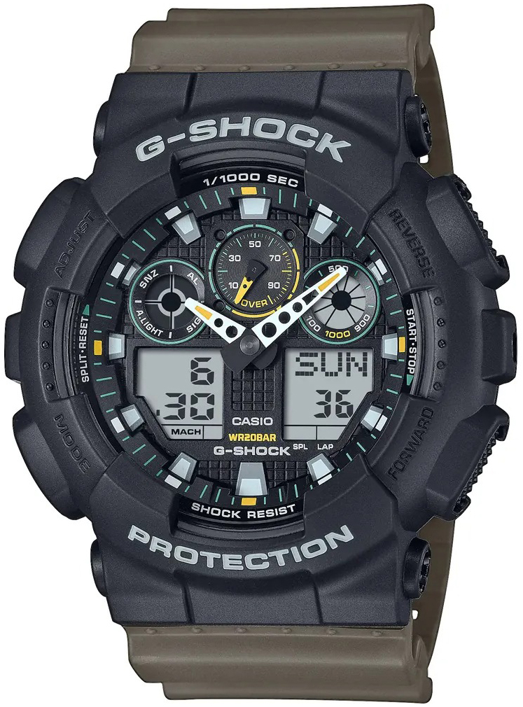 Casio Herreklokke GA-100TU-1A3ER G-Shock Sort/Gummi Ø51.2 mm