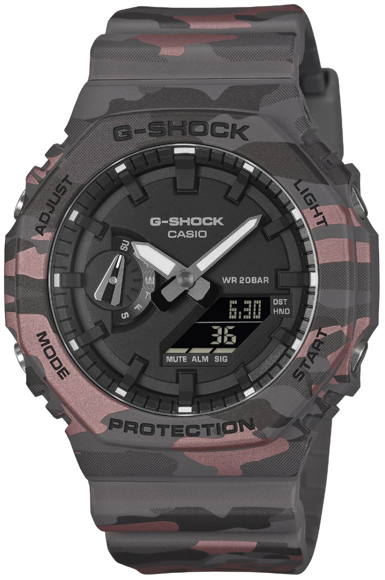 Casio Herreklokke GA-2100CM-8AER G-Shock Sort/Gummi Ø51.9 mm