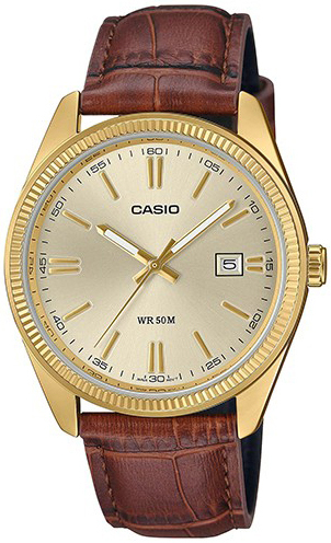 Casio Herreklokke MTP-1302PGL-9AVEF Timeless Collection Gull/Lær