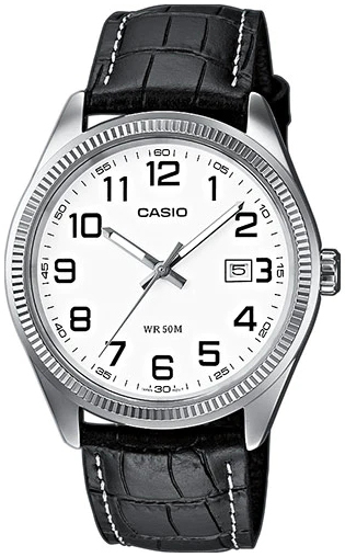 Casio Herreklokke MTP-1303PD-7BVDF Classic Hvit/Lær Ø47 mm