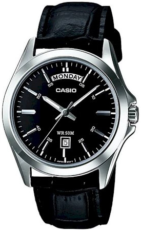 Casio Herreklokke MTP-1370L-1AVDF Classic Sort/Lær Ø40 mm