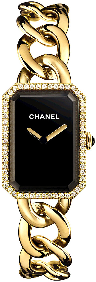 Chanel Premiere Dameklokke H3259 Sort/18 karat gult gull 20x28 mm
