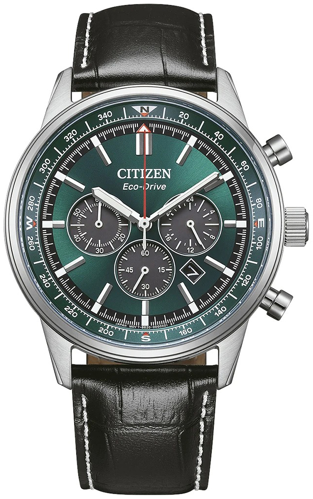 Citizen Herreklokke CA4720-01X Eco-Drive Grønn/Lær Ø42 mm