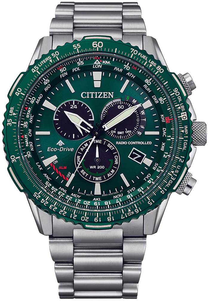 Citizen Herreklokke CB5004-59W Eco Drive Grønn/Stål Ø45 mm