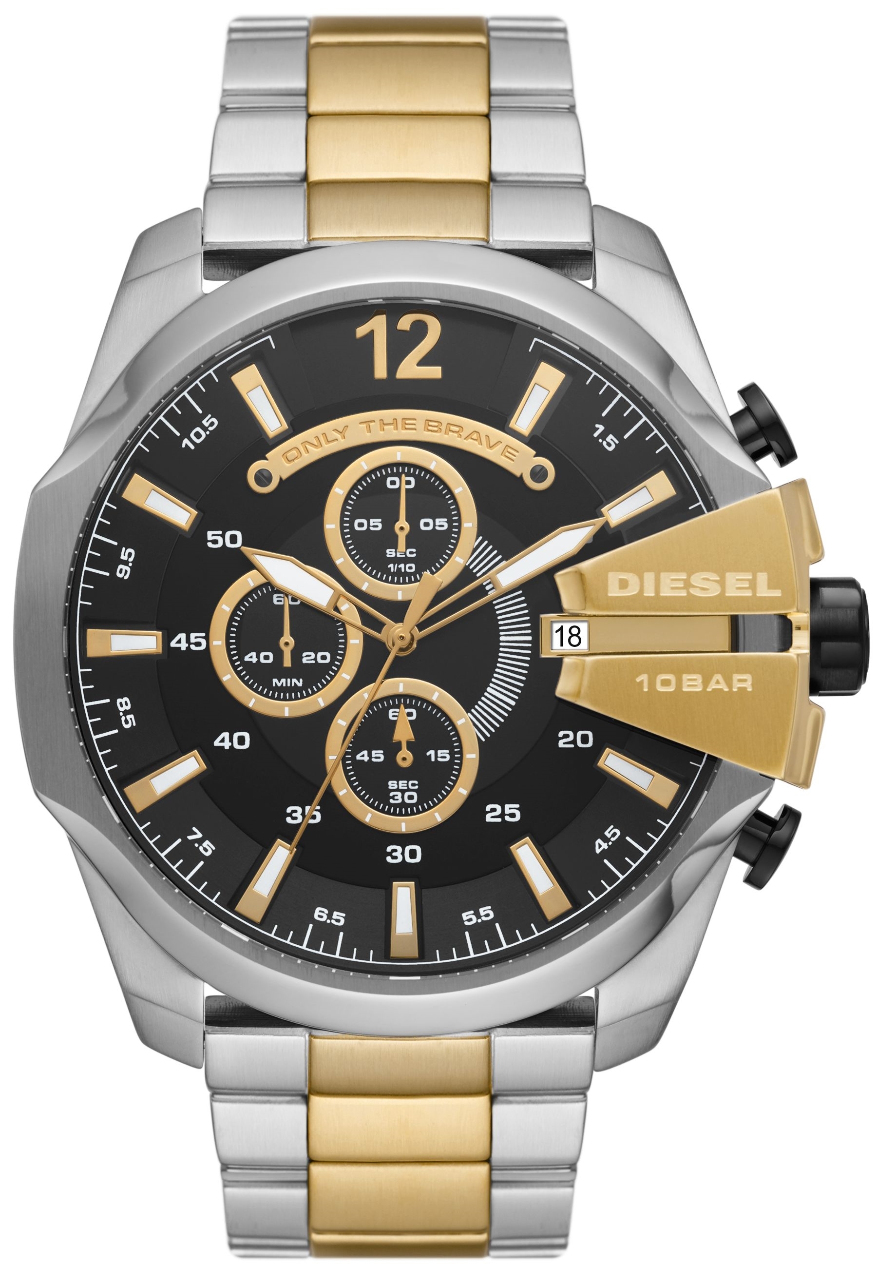 Diesel Herreklokke DZ4581 Mega Chief Sort/Stål Ø51 mm