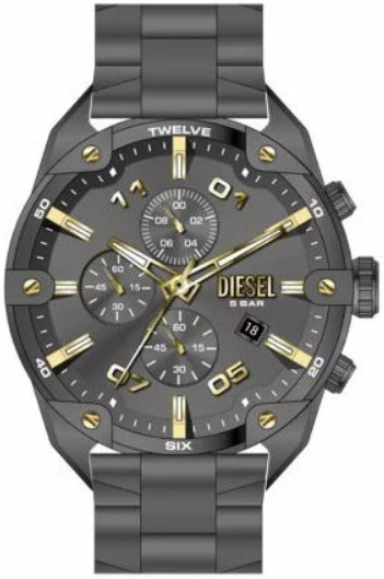Diesel Herreklokke DZ4669 Spiked Grå/Stål Ø49 mm