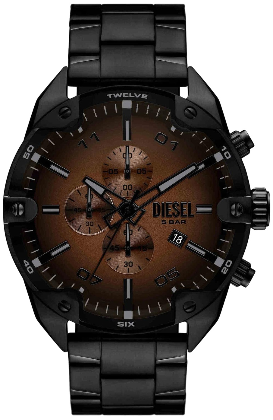 Diesel Herreklokke DZ4691 Spiked Brun/Stål Ø49 mm