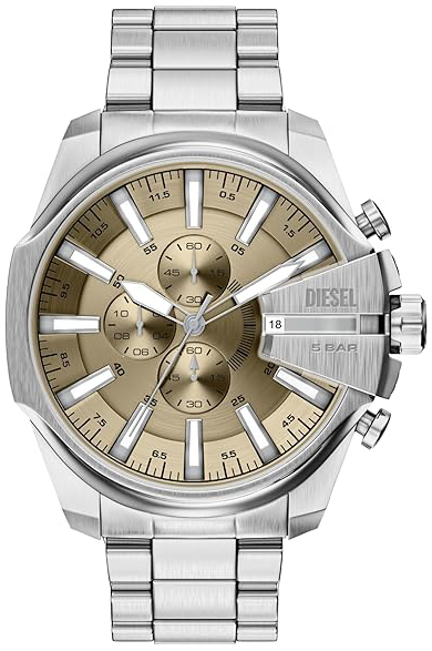 Diesel Herreklokke DZ4702 Mega Chief Beige/Stål Ø48 mm