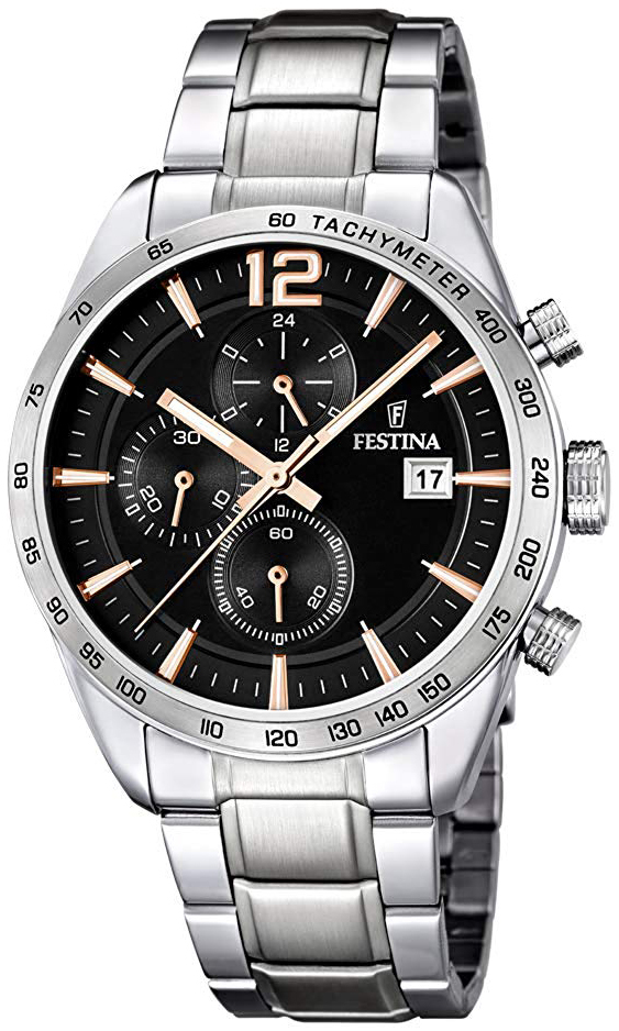 Festina 99999 Herreklokke F16759-6 Sort/Stål Ø43.5 mm - Festina