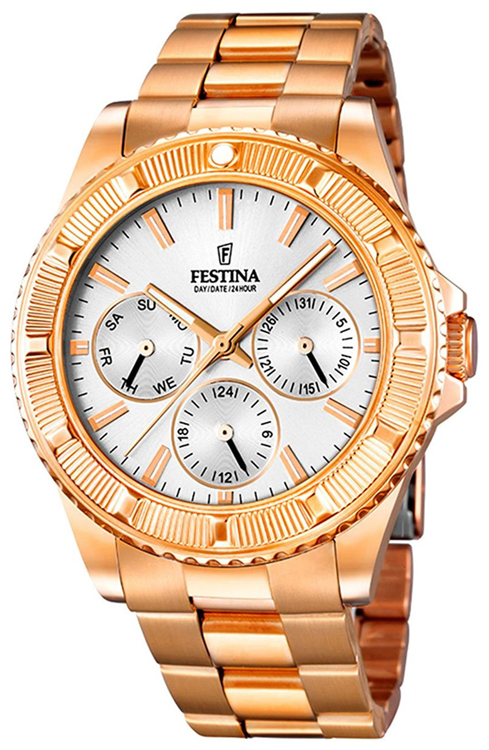 Festina Dameklokke F16786-1 Hvit/Rose-gulltonet stål Ø40 mm - Festina