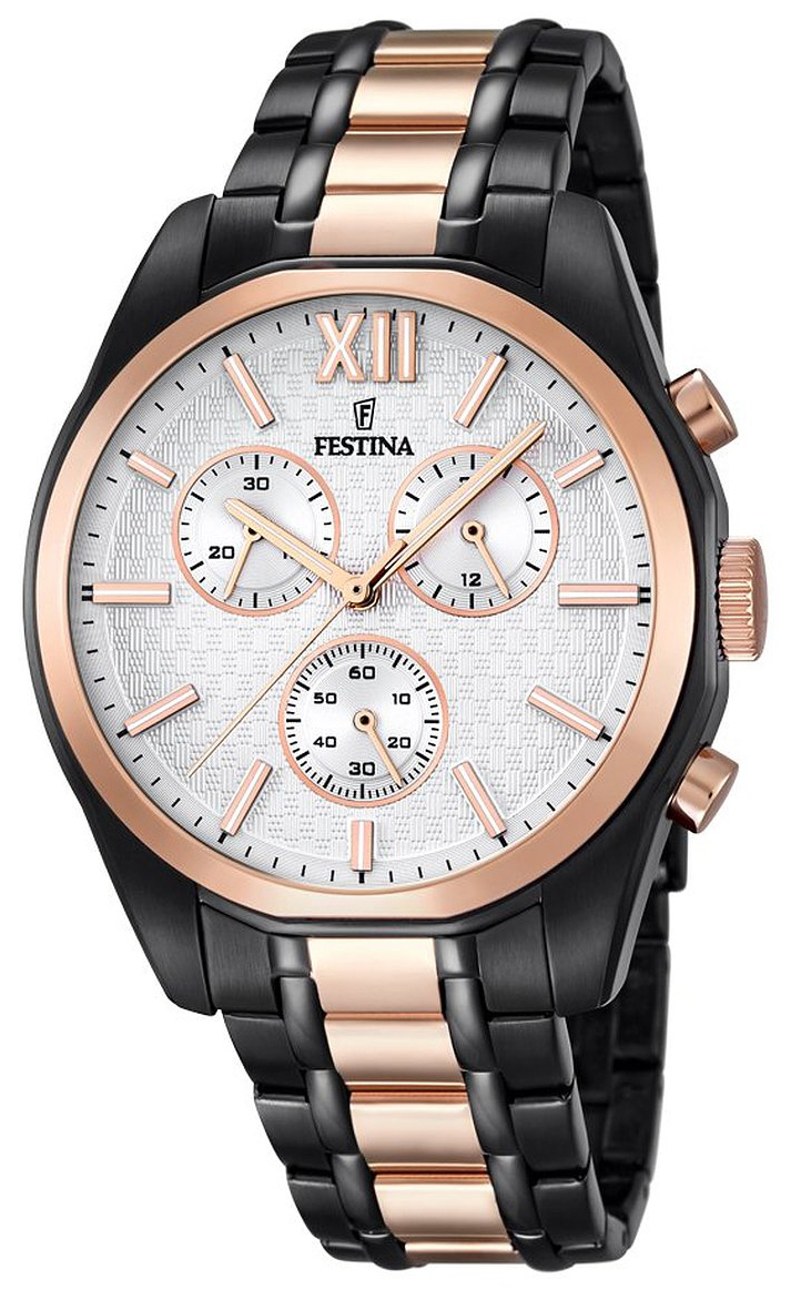 Festina Herreklokke F16856-1 Hvit/Rose-gulltonet stål Ø43 mm