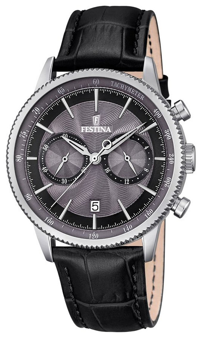 Festina Sport Herreklokke F16893-5 Grå/Lær Ø41 mm - Festina