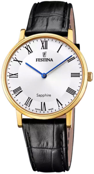Festina Herreklokke F20016-4 Swiss Made Hvit/Lær Ø39 mm