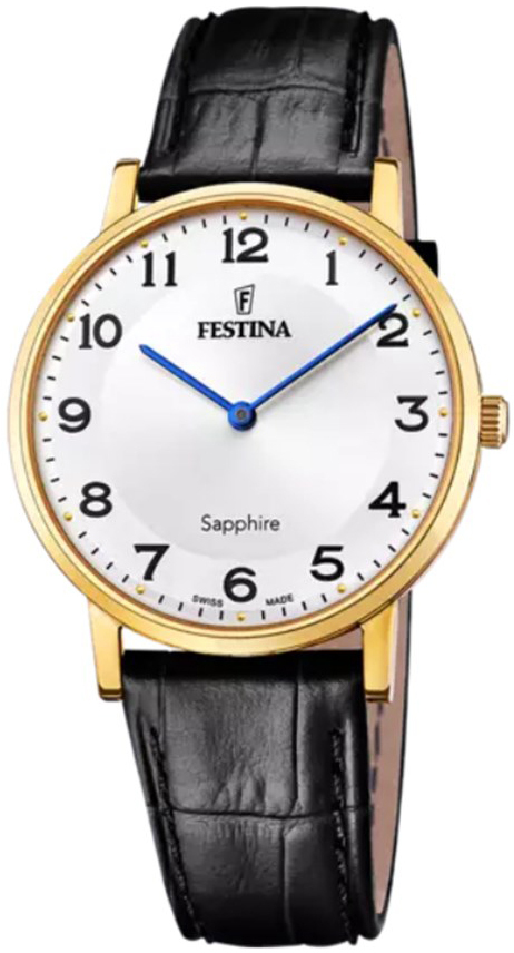 Festina Herreklokke F20016-5 Swiss Made Hvit/Lær Ø39.3 mm
