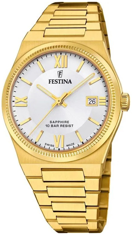 Festina Herreklokke F20038-1 Swiss Made Sølvfarget/Gulltonet stål