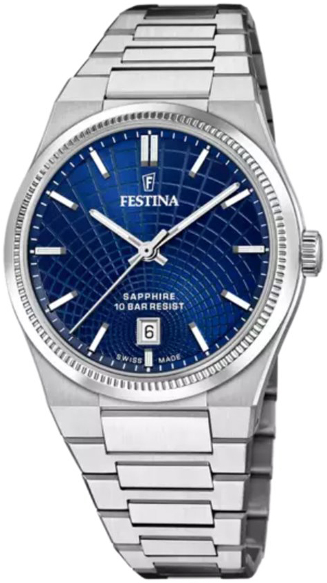 Festina Herreklokke F20051-4 Swiss Made Blå/Stål Ø40 mm