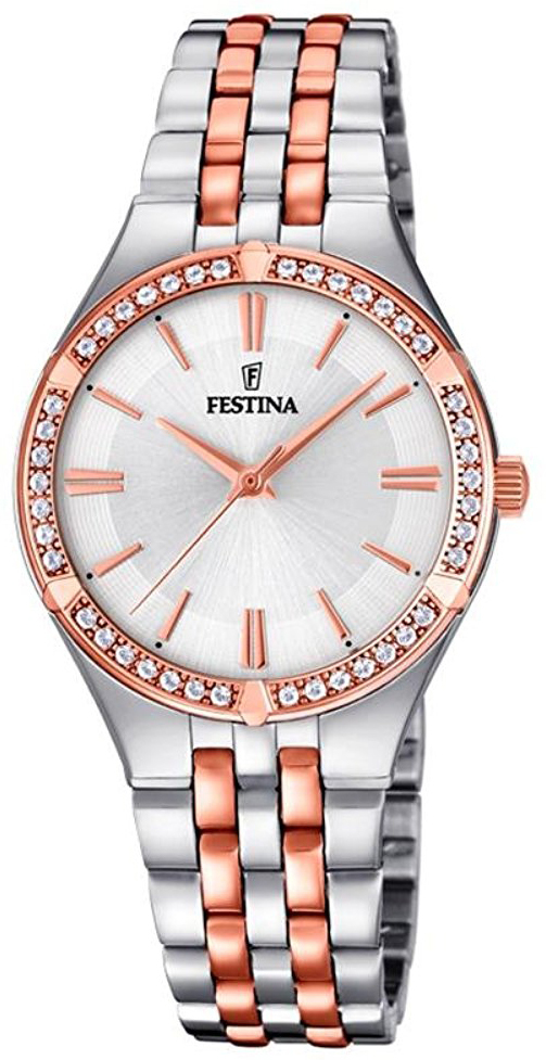 Festina Dameklokke F20224-2 Sølvfarget/Rose-gulltonet stål Ø31 mm - Festina