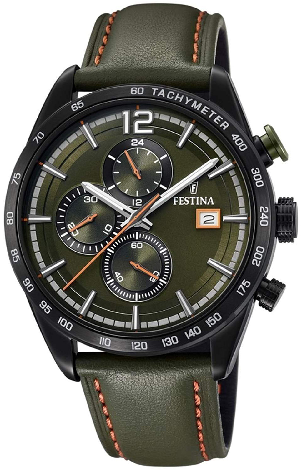 Festina Sport Herreklokke F20344-6 Grønn/Lær Ø44 mm - Festina