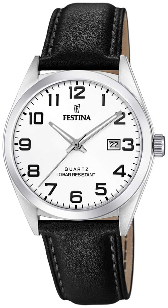 Festina Herreklokke F20446-1 Hvit/Lær Ø40 mm