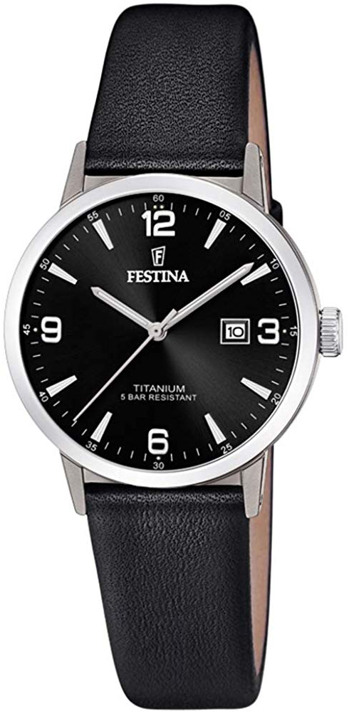 Festina 99999 Dameklokke F20472-3 Sort/Lær Ø32 mm - Festina