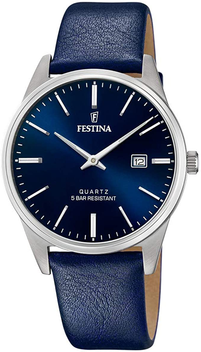 Festina Herreklokke F20512-3 Blå/Lær Ø39 mm
