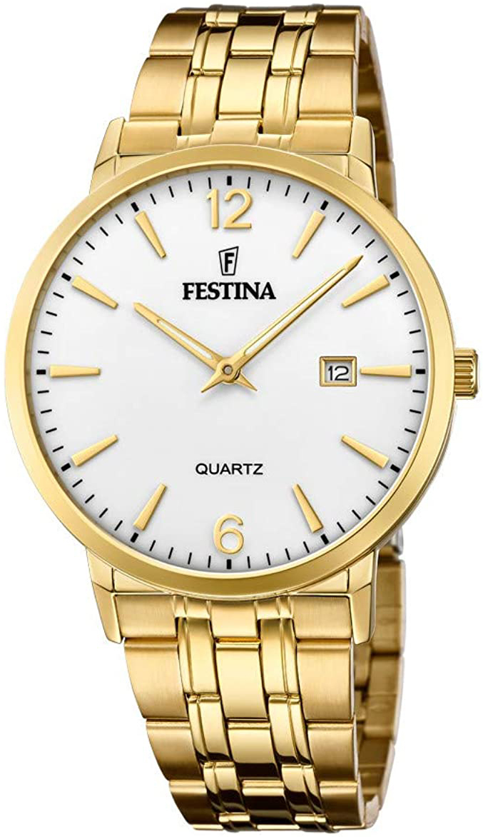 Festina Herreklokke F20513-2 Hvit/Gulltonet stål Ø41 mm