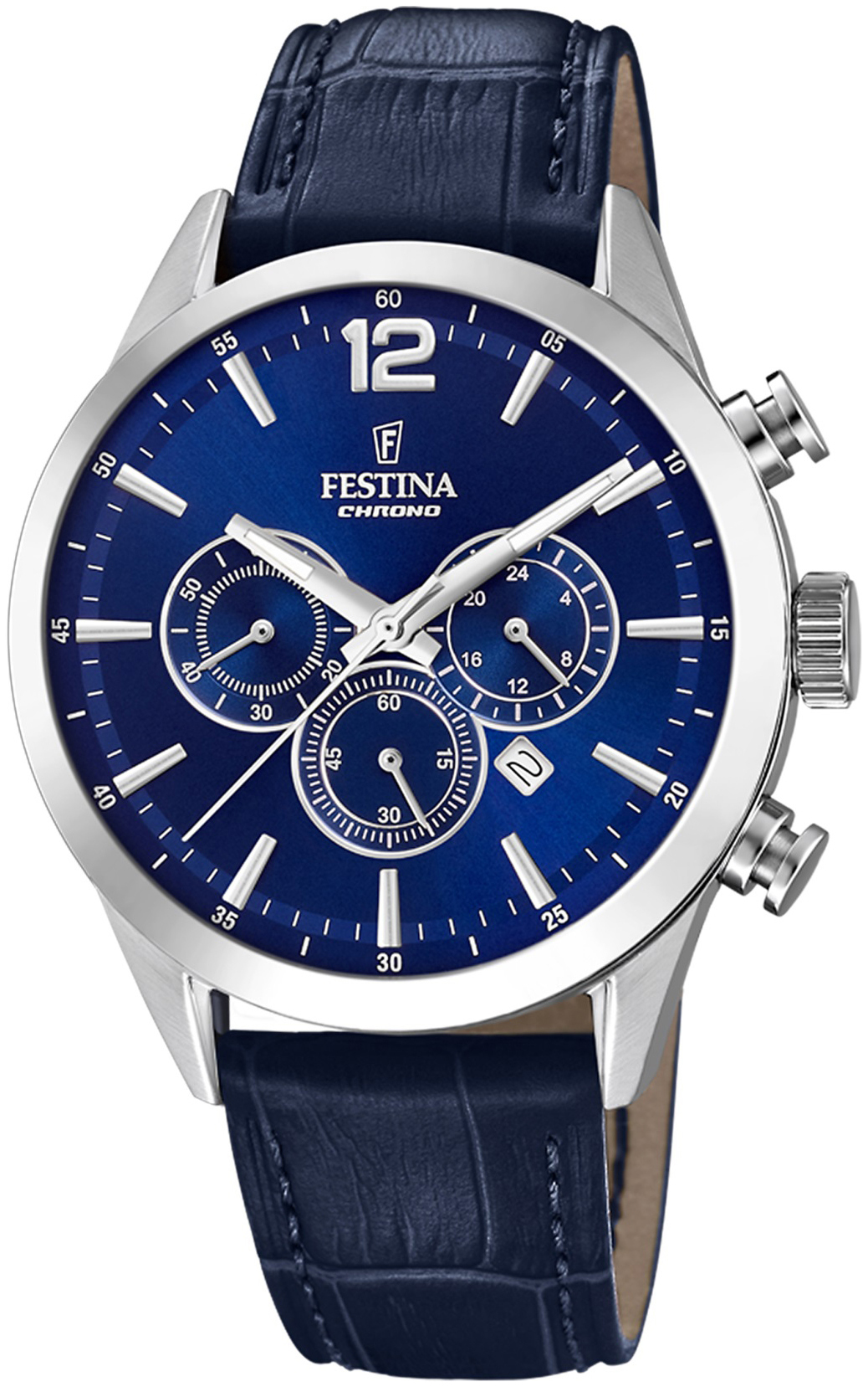 Festina Herreklokke F20542-2 Timeless Blå/Lær Ø44 mm